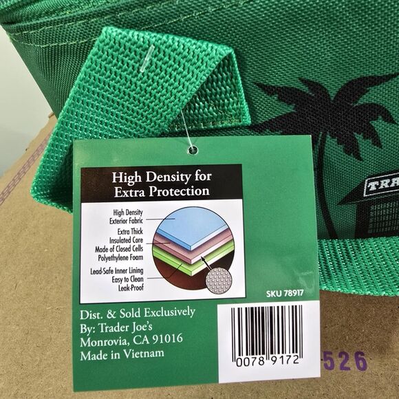 Trader Joe's MINI Insulated Cooler Tote Bag GREEN NWT - Picture 7 of 8